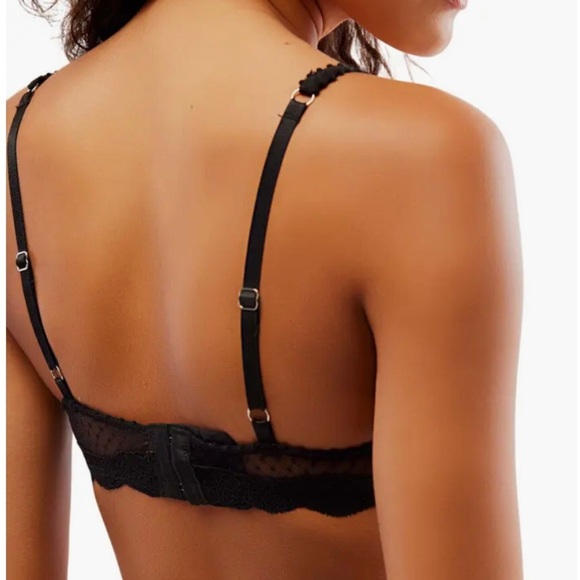Free People Black Mid Week Dotted Mesh Underwire Bra Size 32D - Picture 3 of 12
